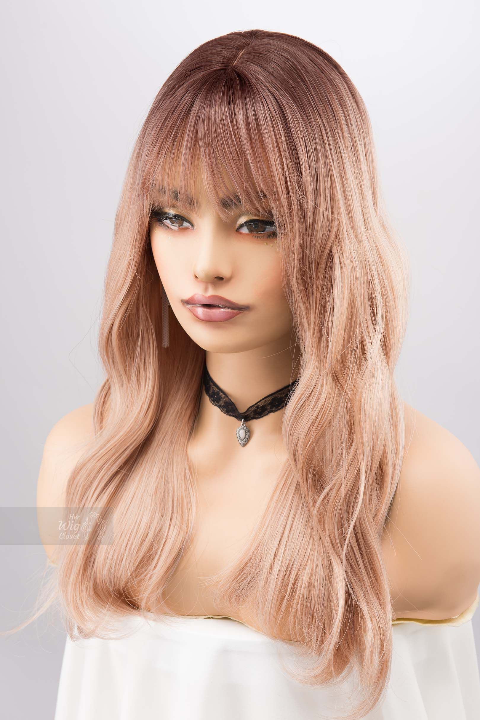 Ash Peach Ombre Blonde Wig with Bangs Kayce sold by Her Wig Closet product image thumbnail 5