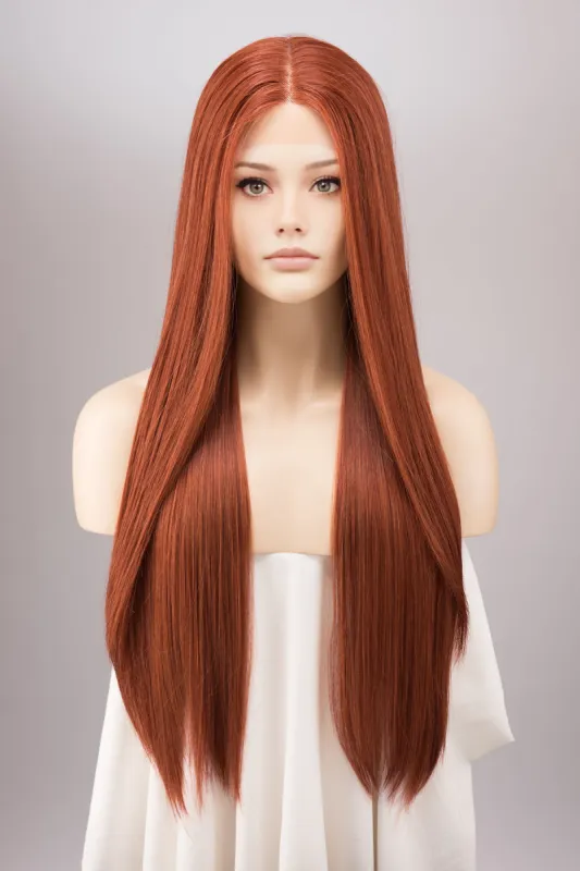 Auburn Ginger Red Long Straight Lace Front Wig Macey sold by Her Wig Closet