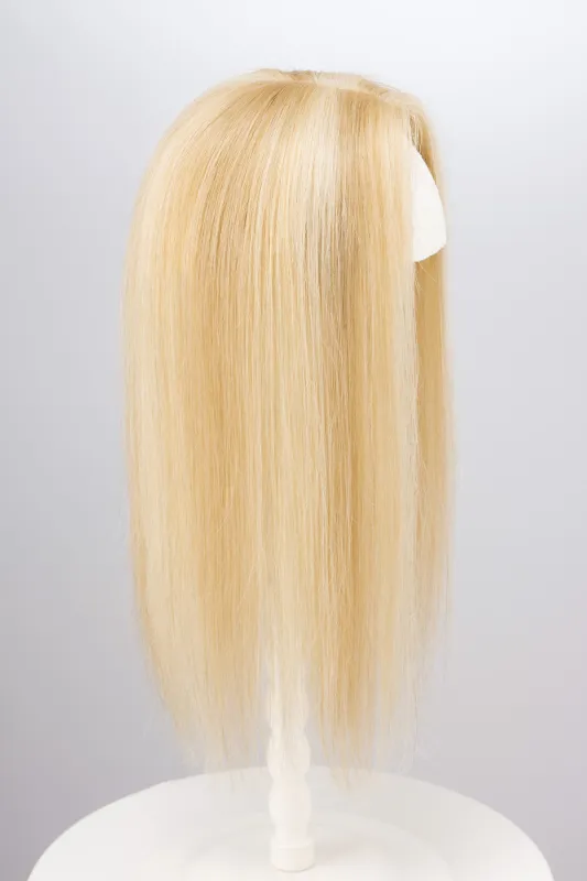 Honey Blonde Balayage Mono Top European Human Hair Topper 14 Inches made by Her Wig Closet