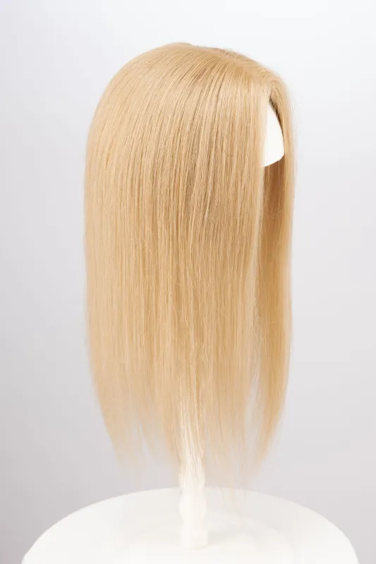 Golden Blonde Mono Top European Human Hair Topper 14 Inches made by Her Wig Closet