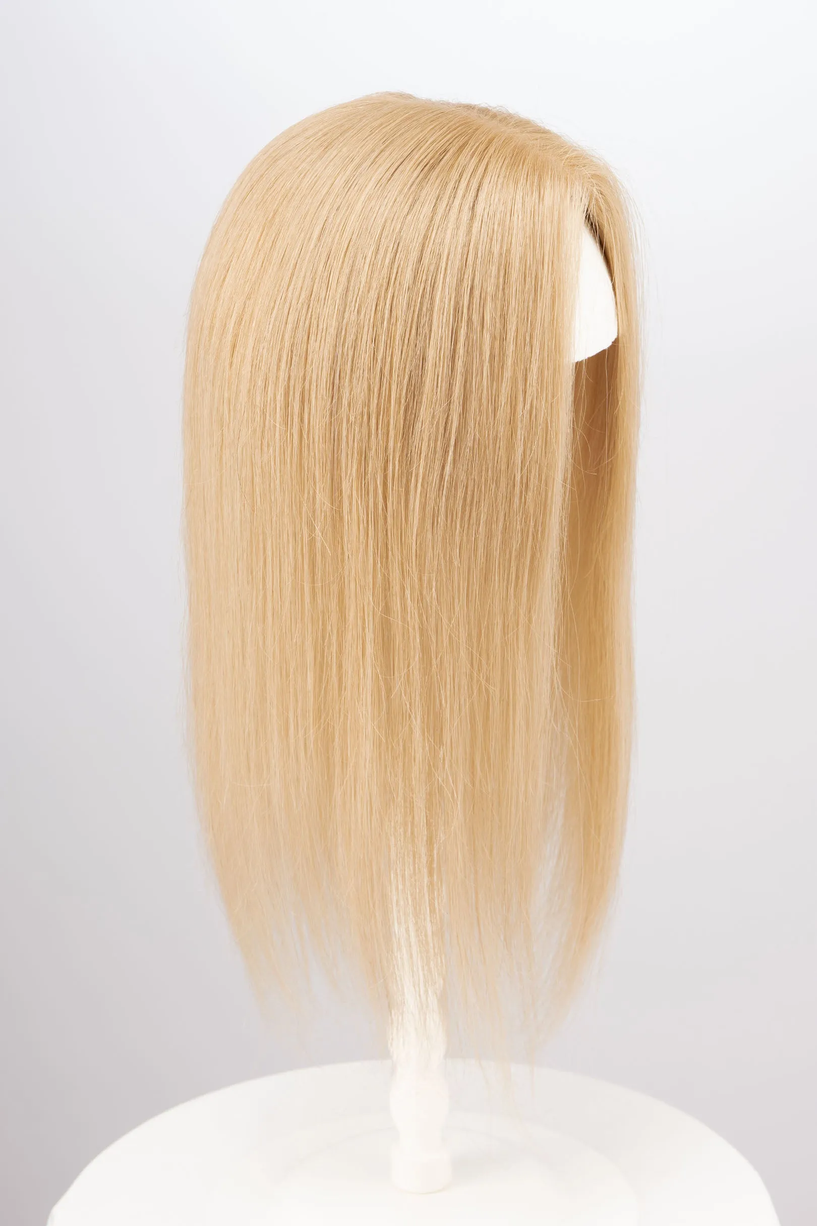 Golden Blonde Mono Top European Human Hair Topper 14 Inches sold by Her Wig Closet