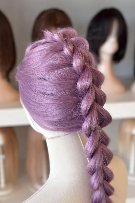 Lavender Straight Lace Front Synthetic Wig Rumi Braid Kylin sold by Her Wig Closet