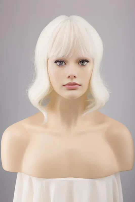 Icy Blonde Short Wavy Wig with Bangs Olga sold by Her Wig Closet