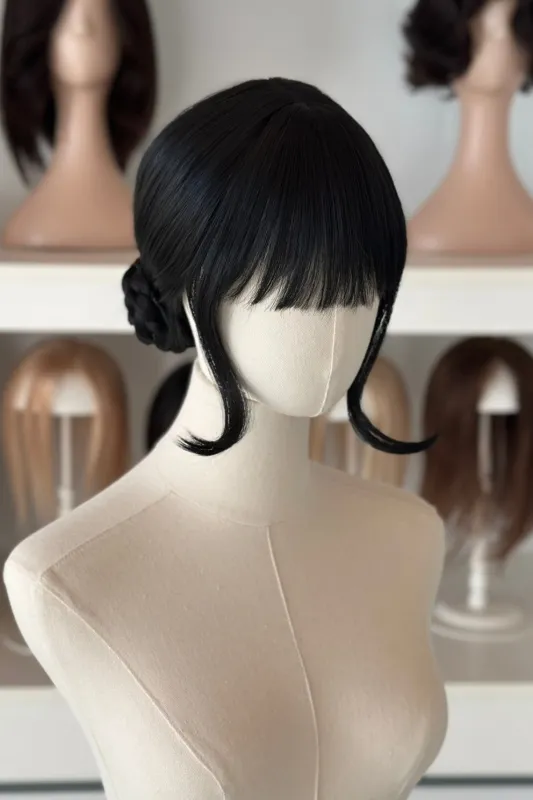 Kpop Demon Hunters Zoey Black Straight Braided Wig with Bangs Maeve sold by Her Wig Closet