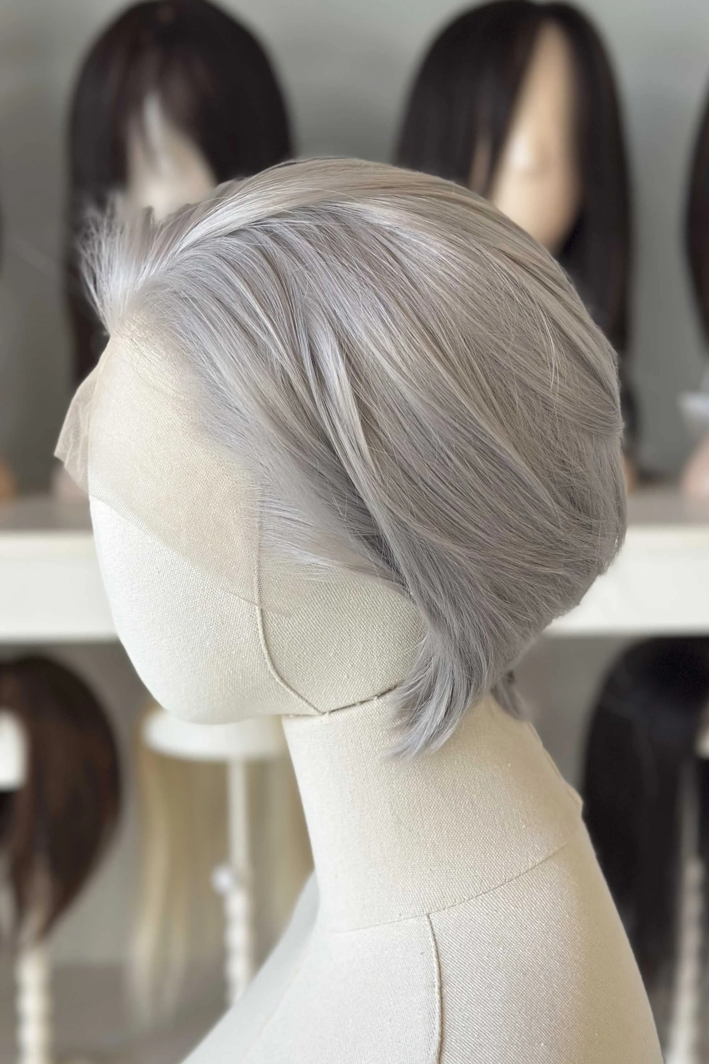 Platinum Silver Straight Short Lace Front Synthetic Wig Sylus sold by Her Wig Closet product image thumbnail 5