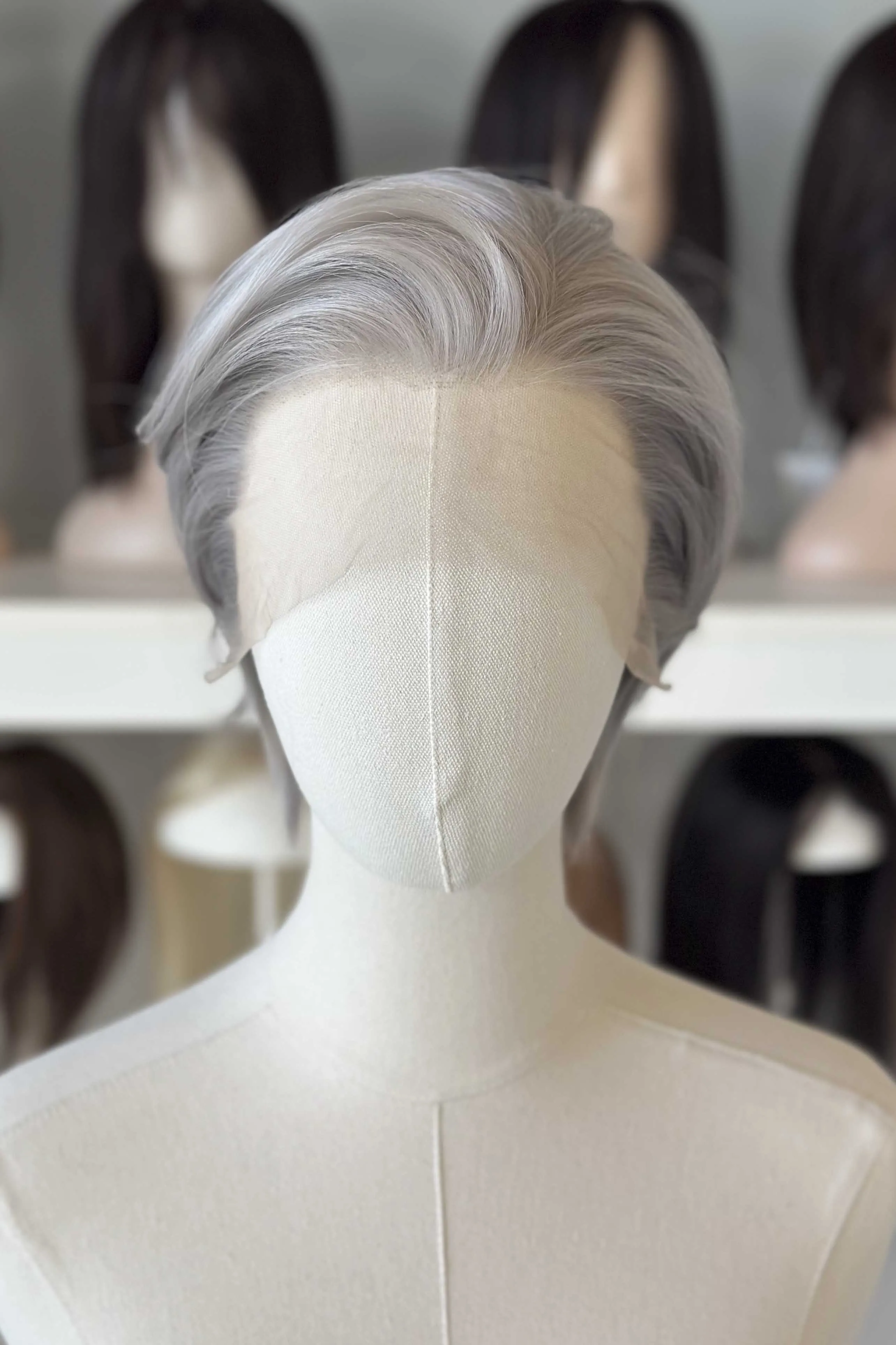 Platinum Silver Straight Short Lace Front Synthetic Wig Sylus sold by Her Wig Closet product image thumbnail 2