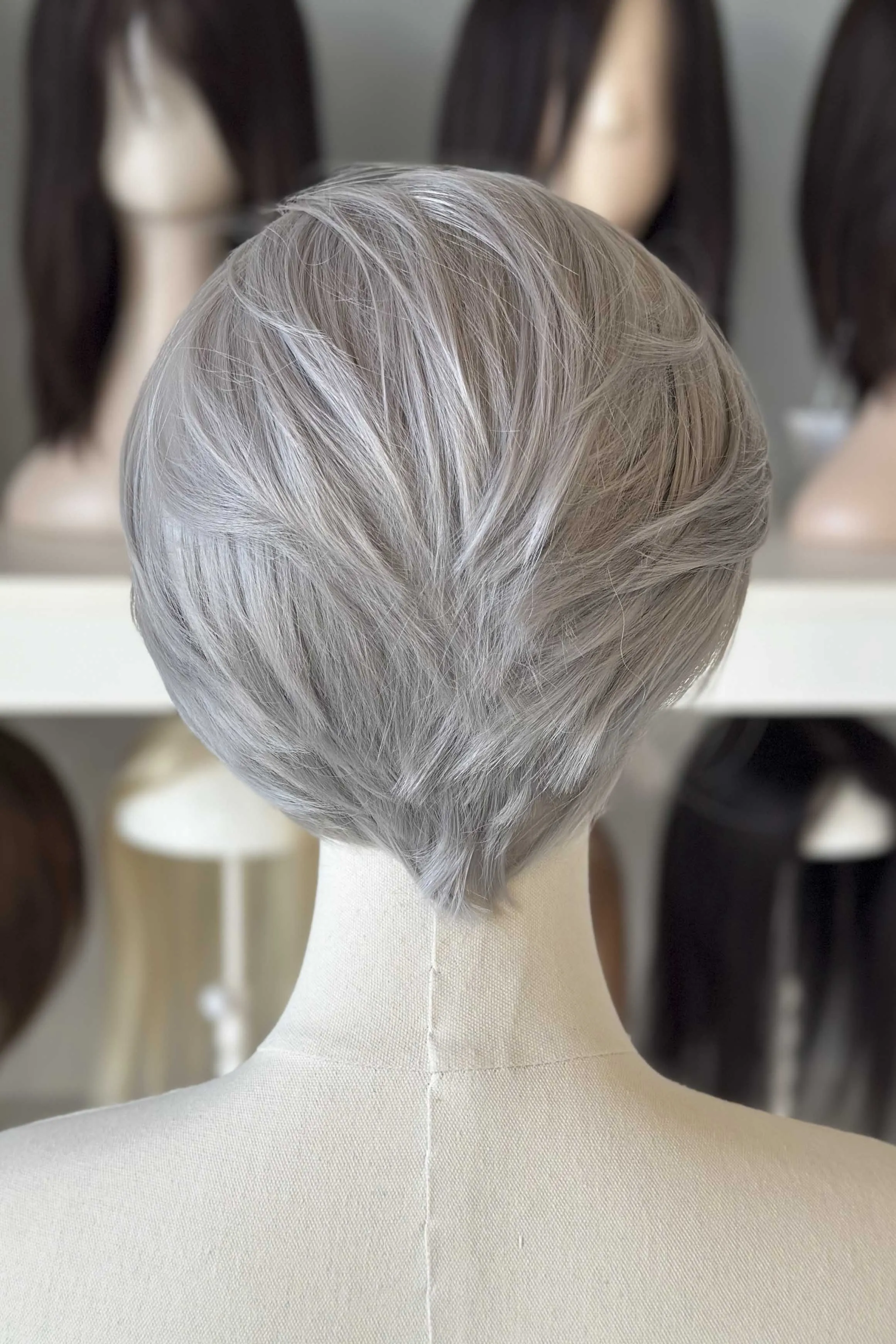 Platinum Silver Straight Short Lace Front Synthetic Wig Sylus sold by Her Wig Closet product image thumbnail 4