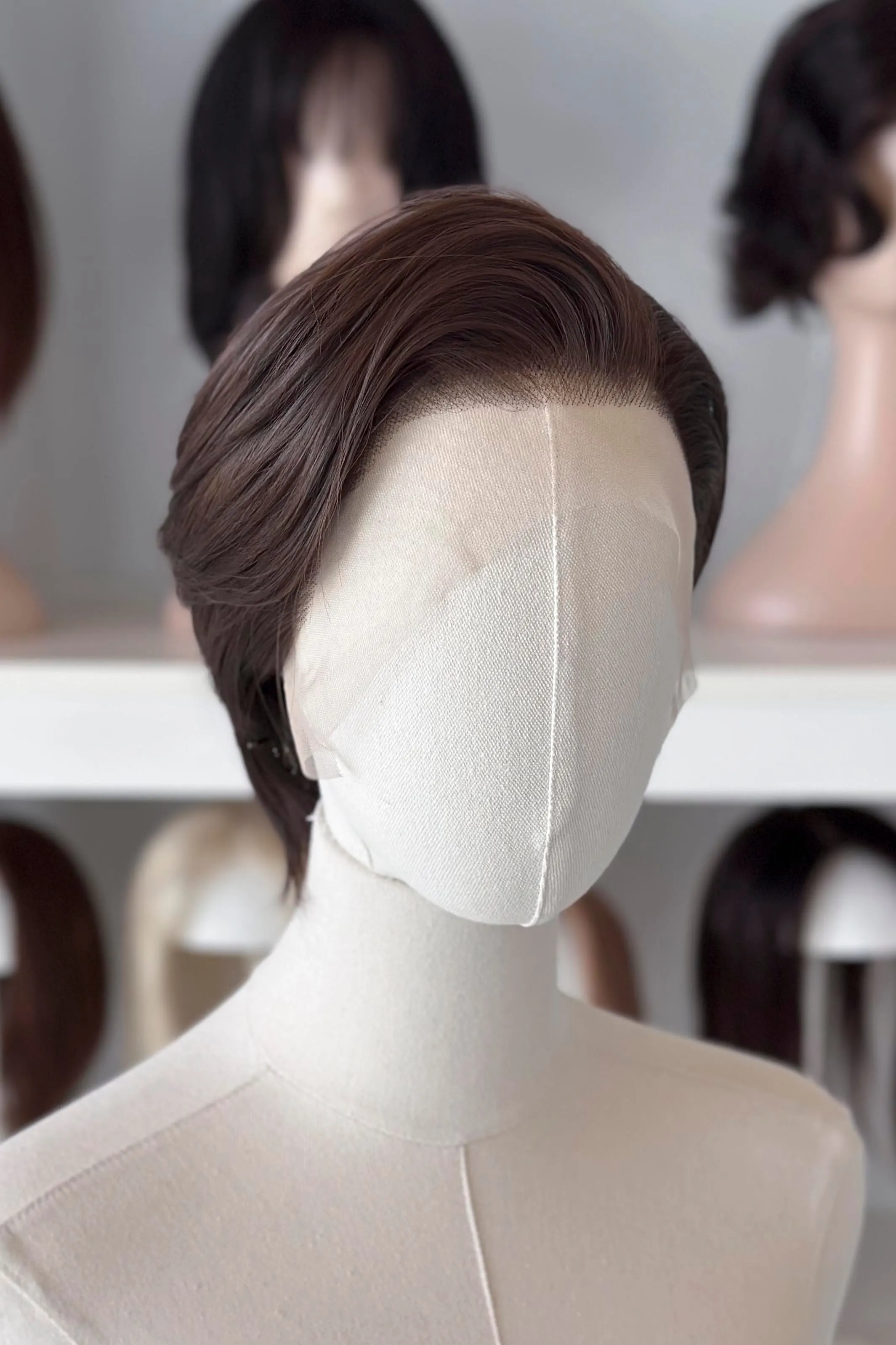 Natural Brown Short Straight Lace Front Wig Alex sold by Her Wig Closet