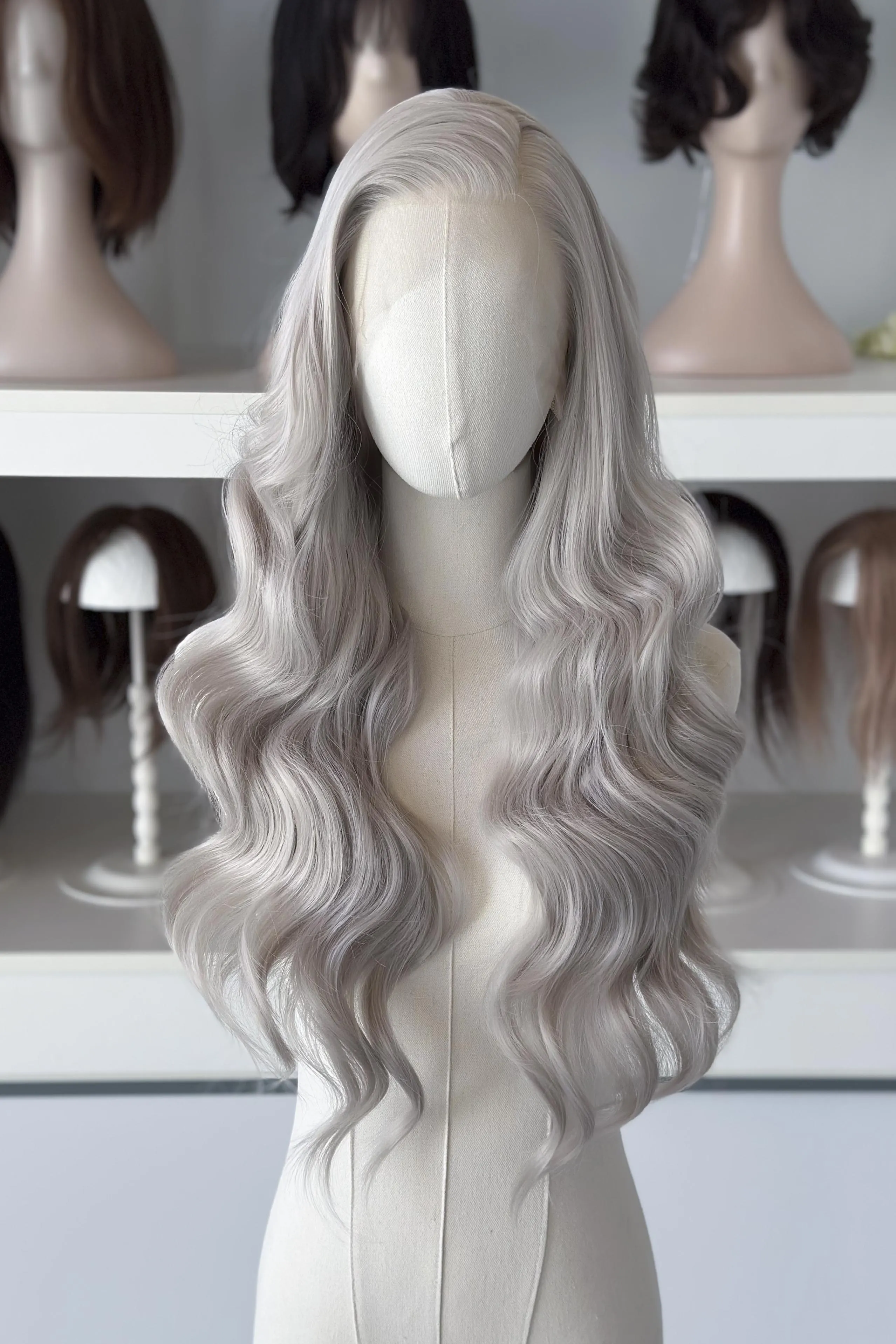 Silver Grey Wavy Lace Front Wig Oyku sold by Her Wig Closet