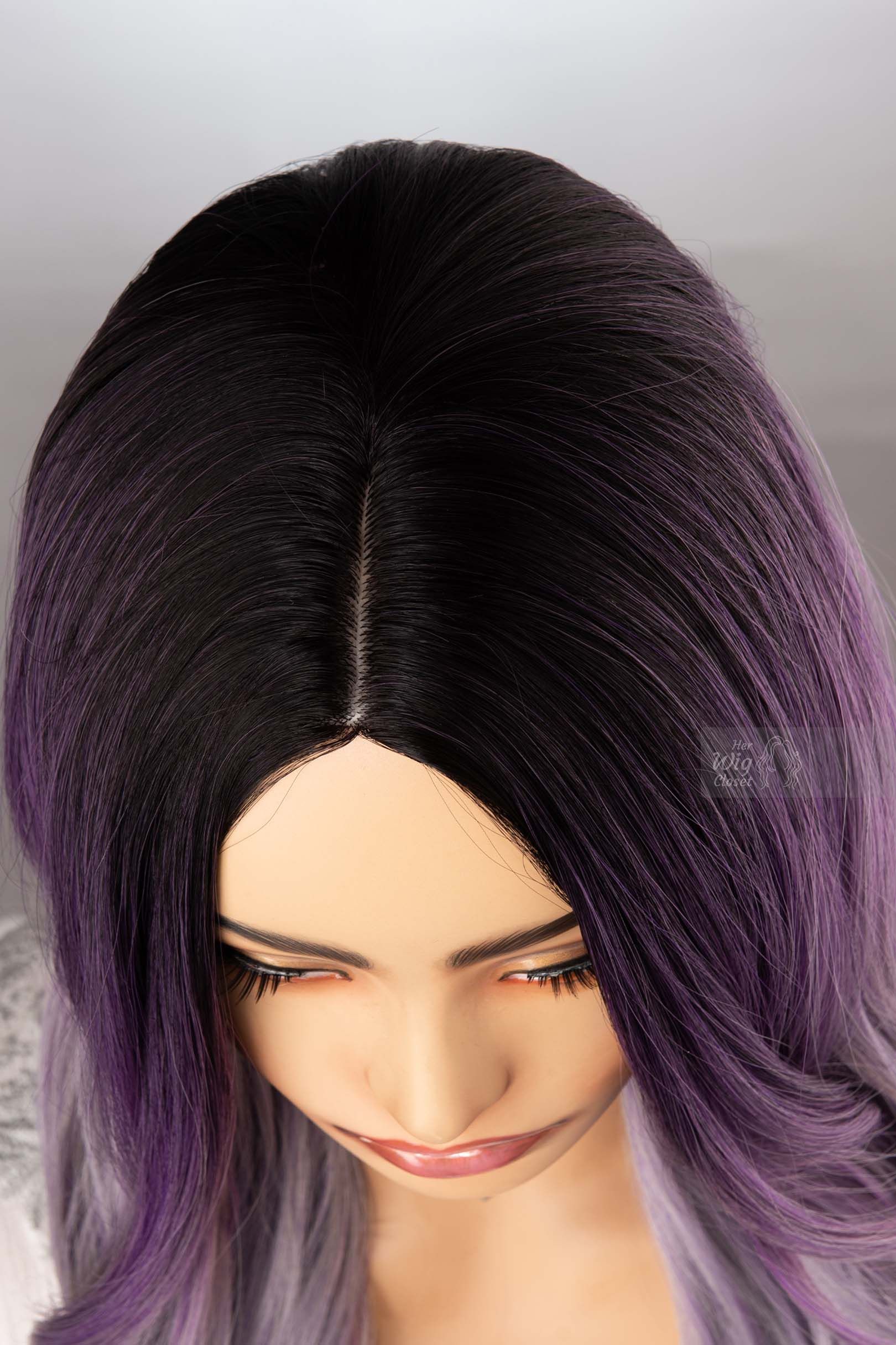 Lavender Purple with Grey Undertones Ombre Wig with Long Wavy Hair Her WIg Closet Vesta sold by Her Wig Closet product image thumbnail 5