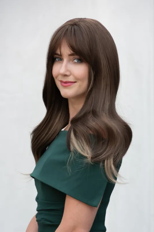 Wavy Brown and Blonde Wig with Bangs Edith sold by Her Wig Closet