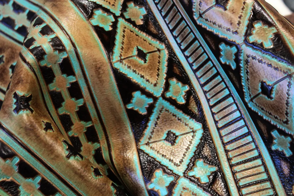 Turquoise and Chocolate Aztec sold by Heritage
