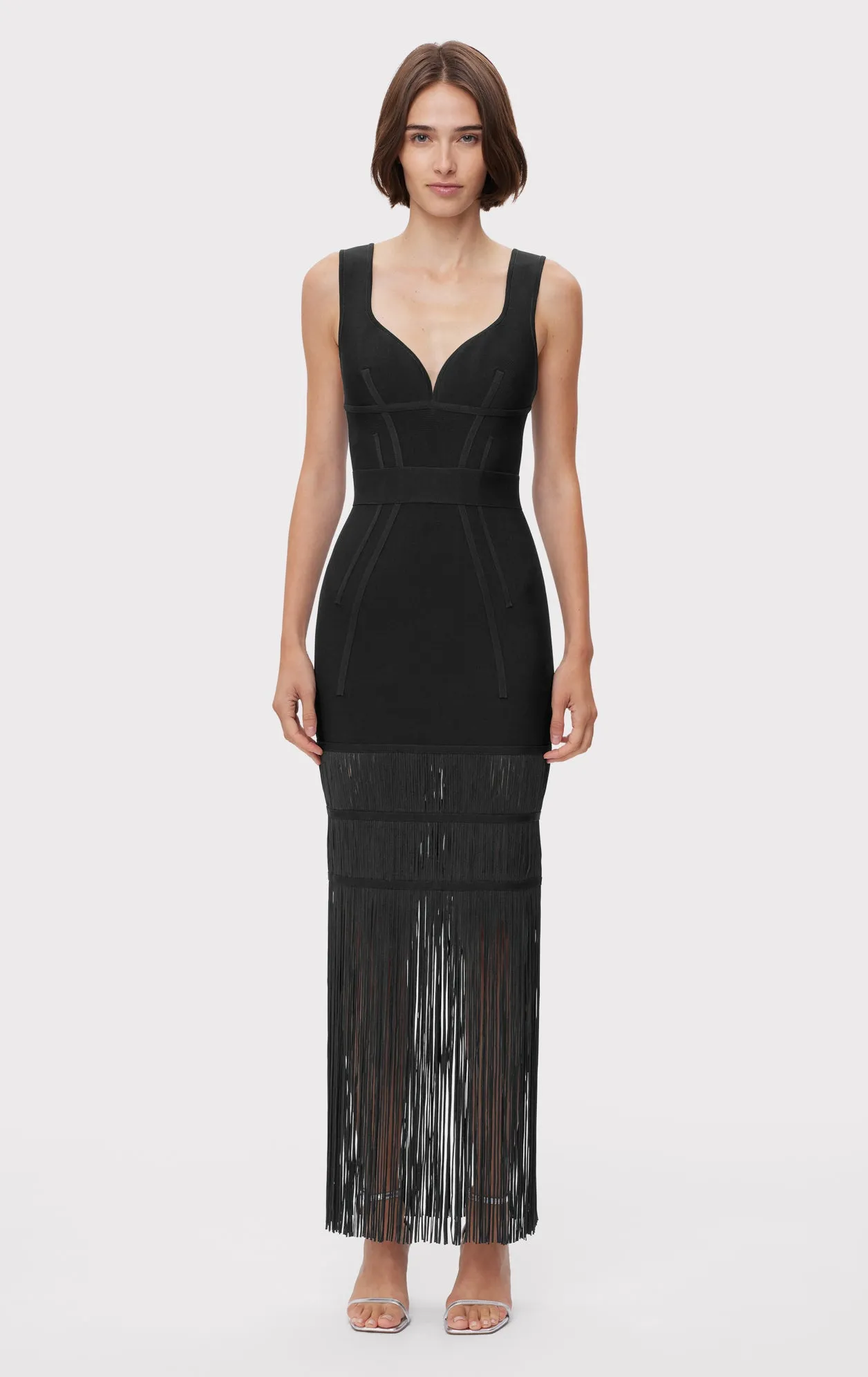 SWEETHEART FRINGE S/L GOWN sold by Herve Leger