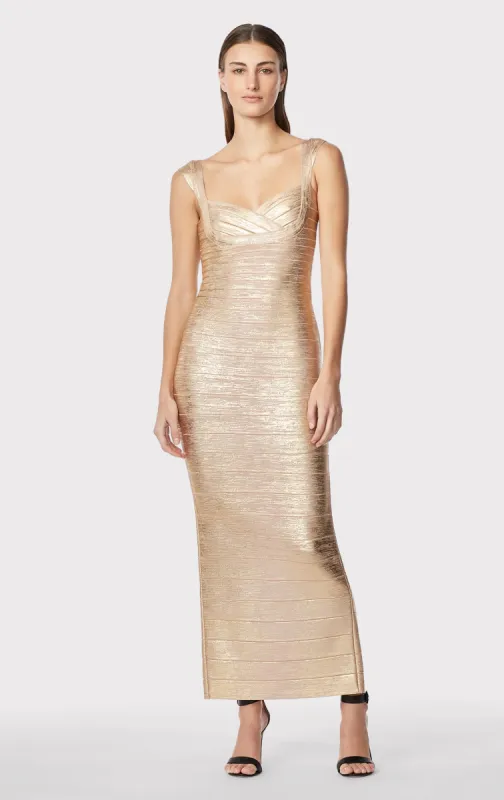 SWEETHEART BANDED FOIL GOWN sold by Herve Leger