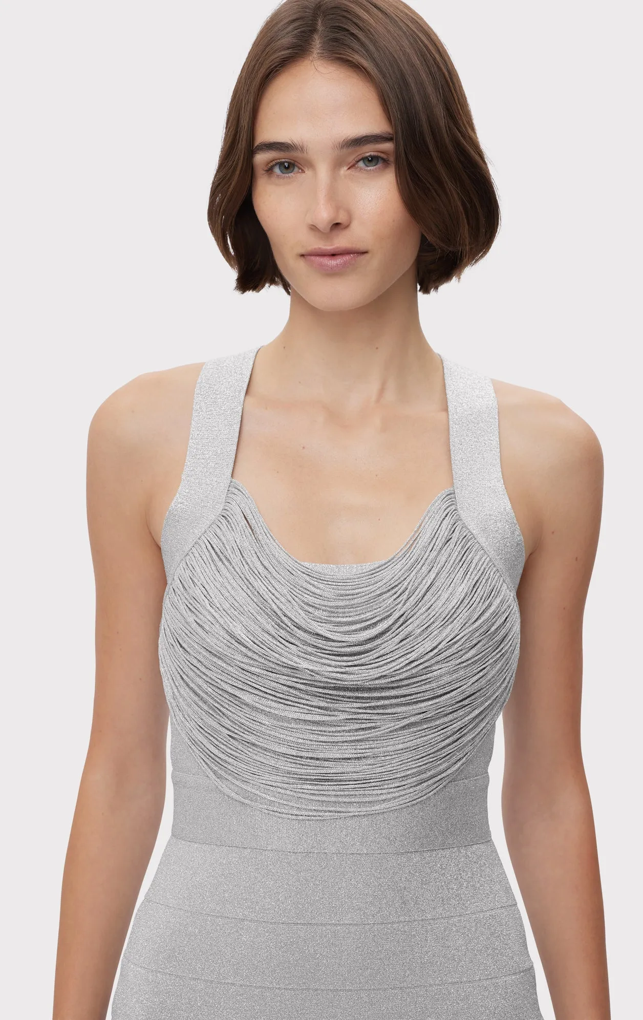 DISCO KNIT FRINGE S/L MIDI DRESS sold by Herve Leger product image thumbnail 4
