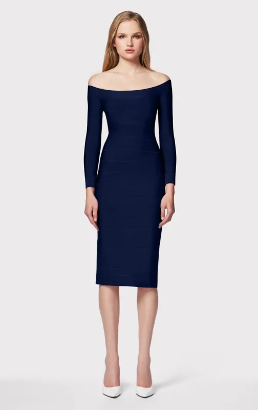 ICON SCOOP NECK MIDI DRESS sold by Herve Leger