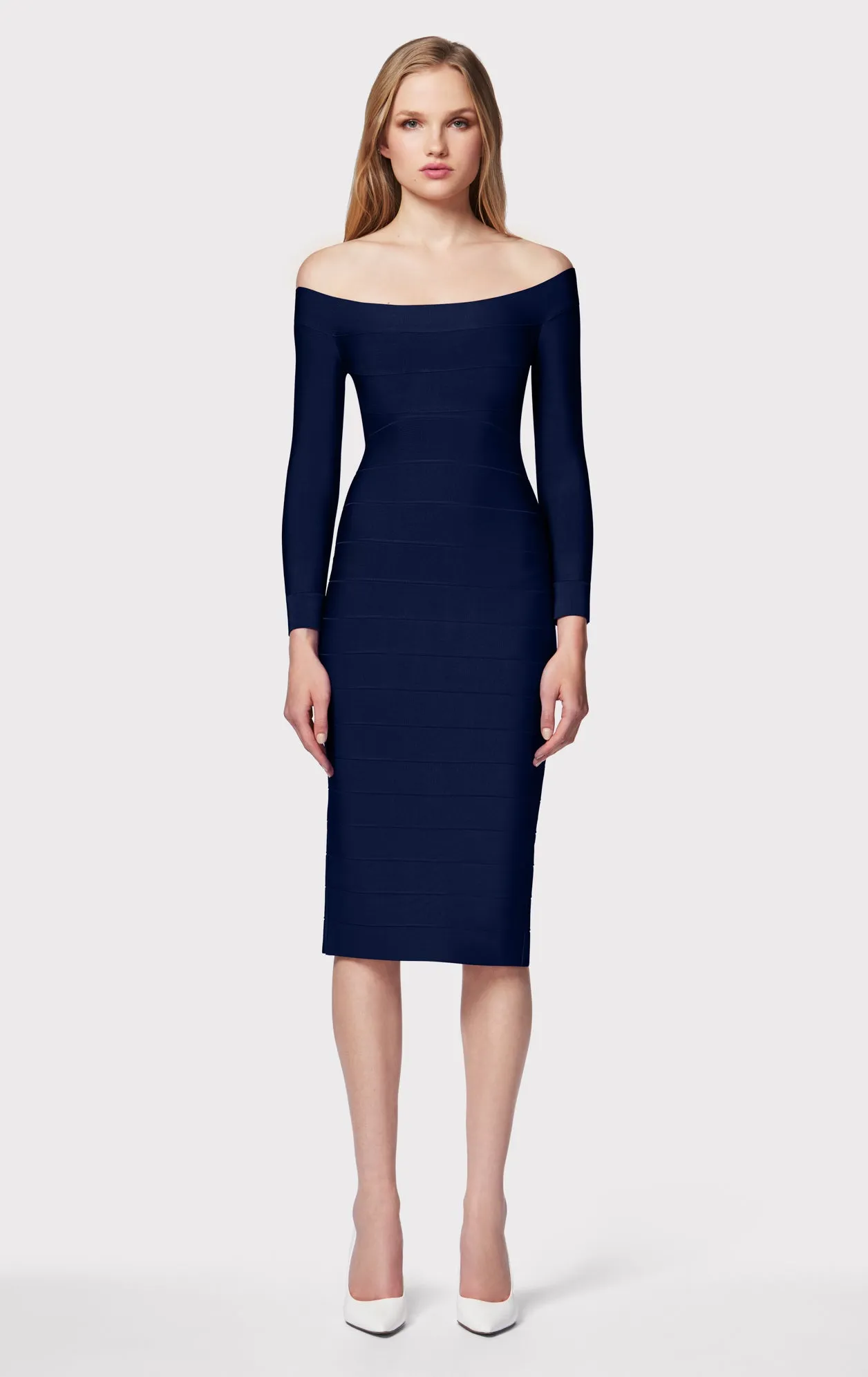 ICON SCOOP NECK MIDI DRESS sold by Herve Leger