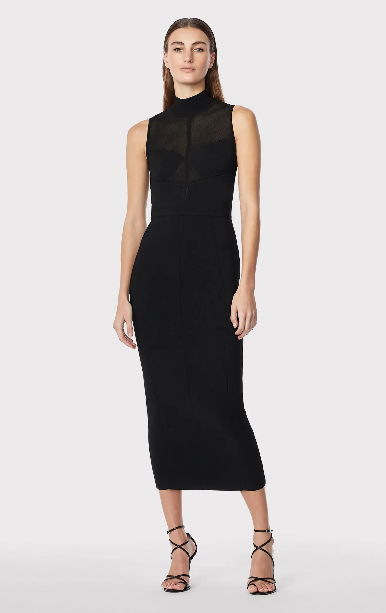 SHEER INTARSIA BUSTIER MIDI DRESS sold by Herve Leger