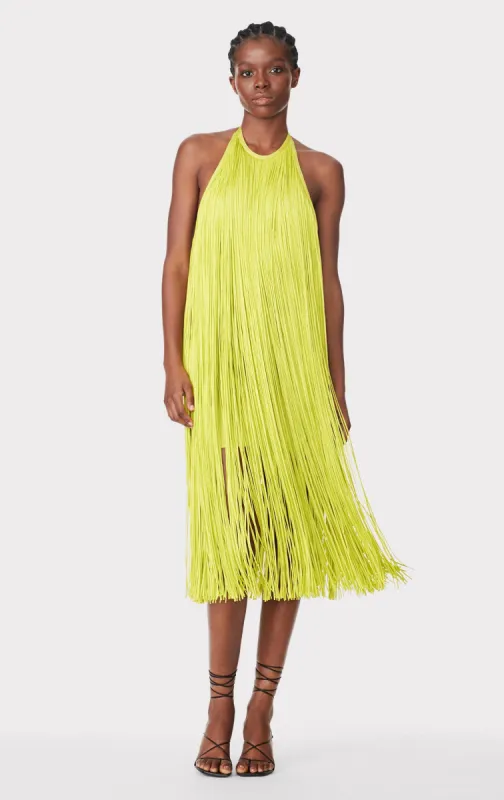 FRINGED HALTER MIDI DRESS sold by Herve Leger