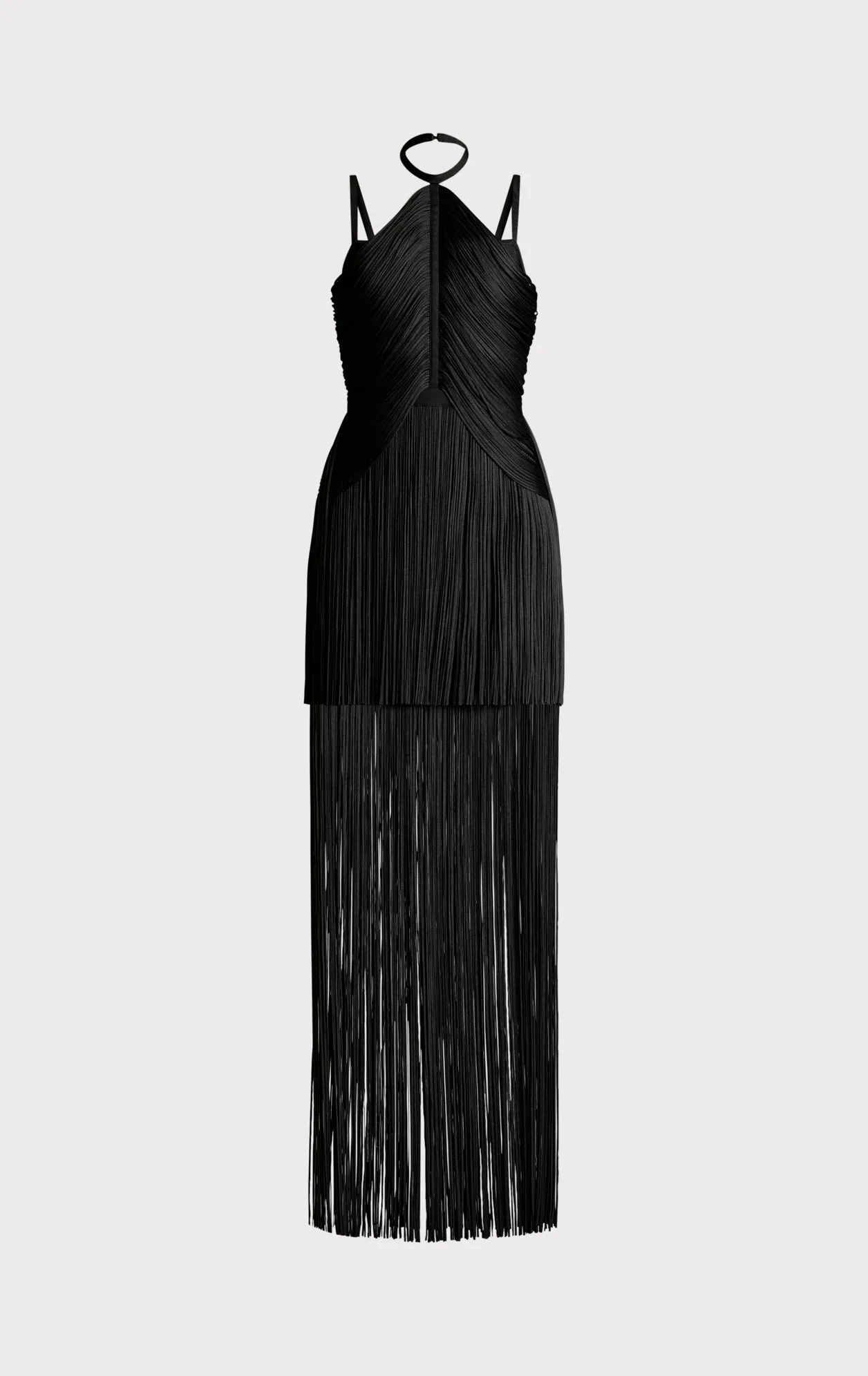 DRAPED FRINGE STRAPPY HALTER GOWN sold by Herve Leger product image thumbnail 2