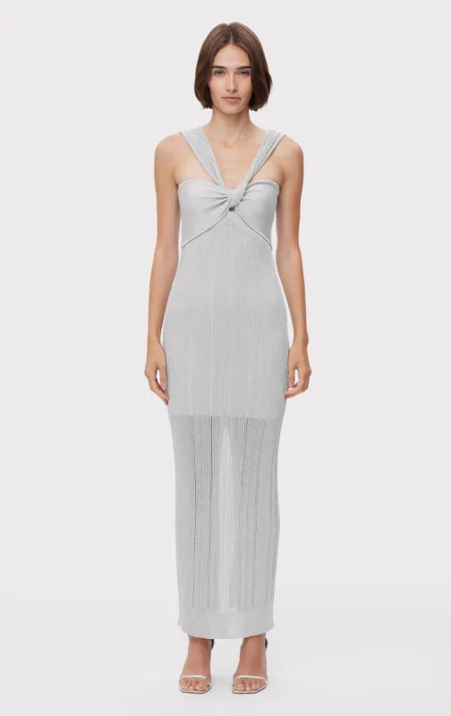 METALLIC TEXTURED RIB GOWN made by Herve Leger