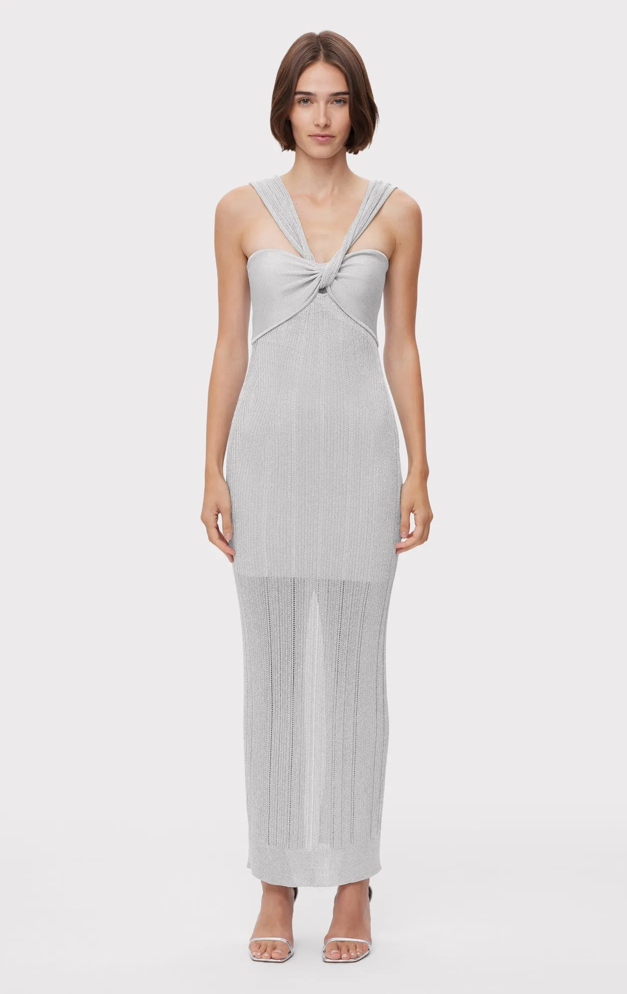 METALLIC TEXTURED RIB GOWN sold by Herve Leger