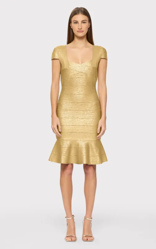 FOIL CAP SLV FLARE SKIRT sold by Herve Leger