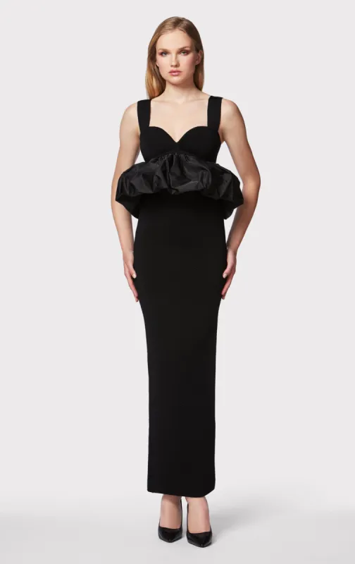 RUCHED NYLON PEPLUM GOWN made by Herve Leger
