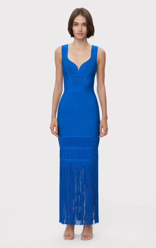 SWEETHEART FRINGE S/L GOWN sold by Herve Leger