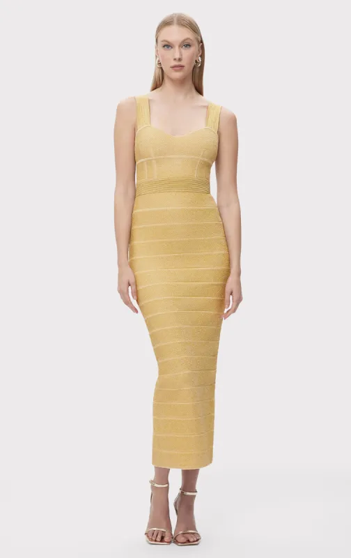 TEXTURED LUREX SWEETHEART GOWN sold by Herve Leger
