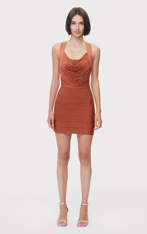 DRAPED FRINGE MINI DRESS sold by Herve Leger