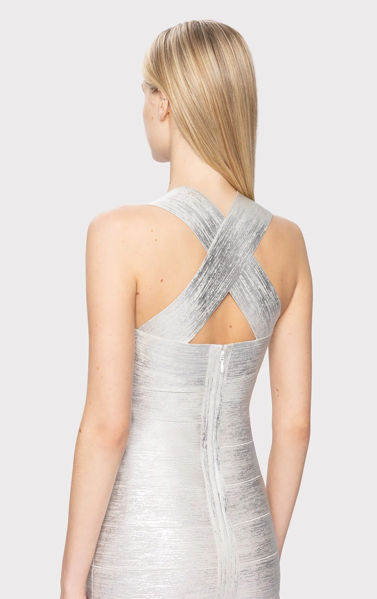 FOIL HALTER X-BACK MIDI DRESS sold by Herve Leger product image thumbnail 5
