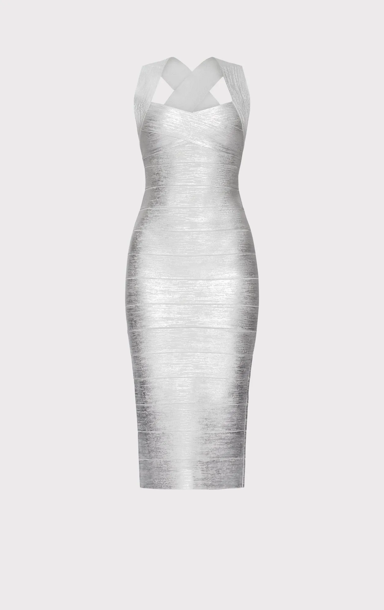 FOIL HALTER X-BACK MIDI DRESS sold by Herve Leger product image thumbnail 2