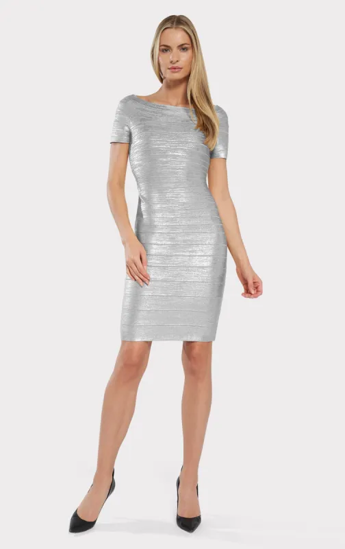 OFF SHOULDER BANDAGE DRESS FOIL sold by Herve Leger