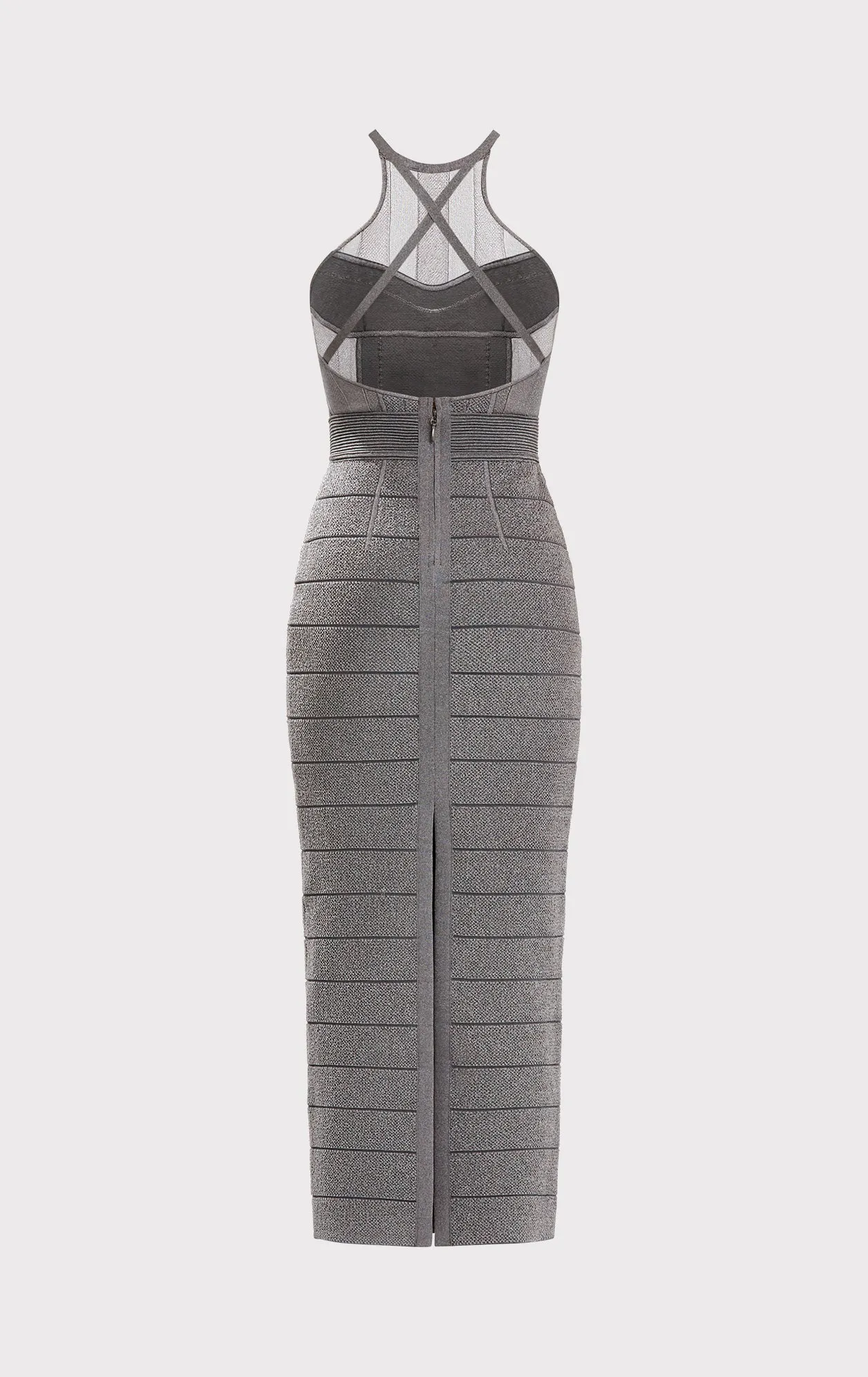 TEXTURED SHEER BUSTIER HALTER GOWN sold by Herve Leger product image thumbnail 3