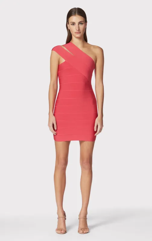 ICON ONE SHOULDER MINI DRESS made by Herve Leger