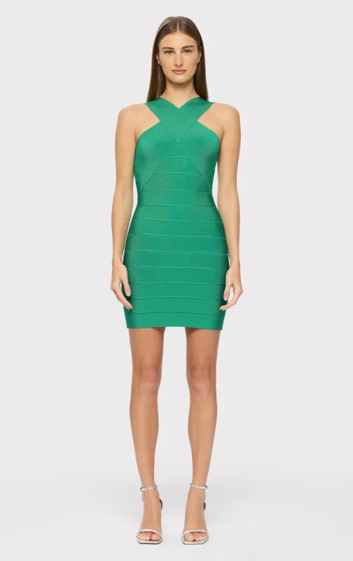 CROSSOVER HALTER MINI DRESS sold by Herve Leger