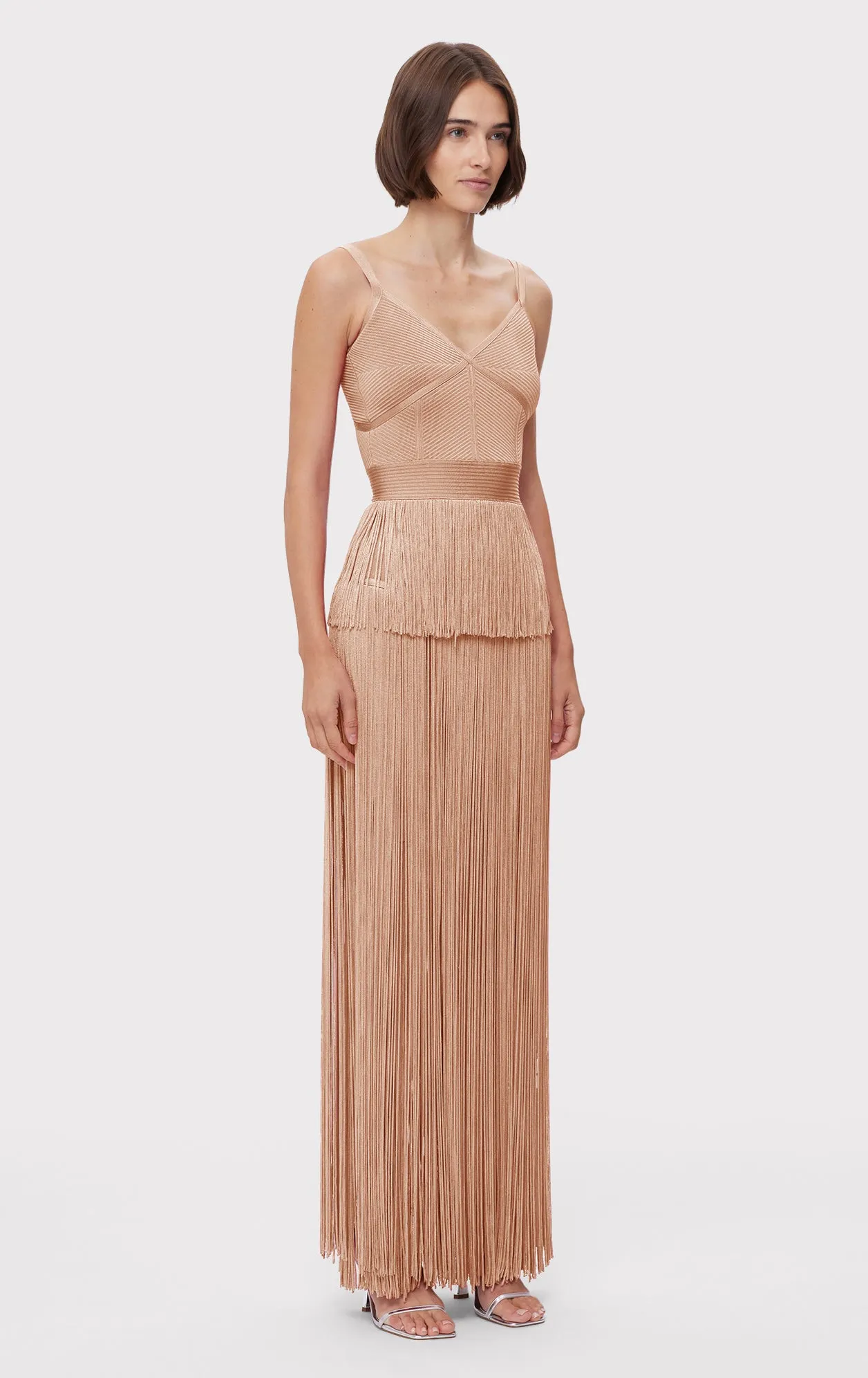 ICON METALLIC OTTOMAN FRINGE GOWN sold by Herve Leger product image thumbnail 5