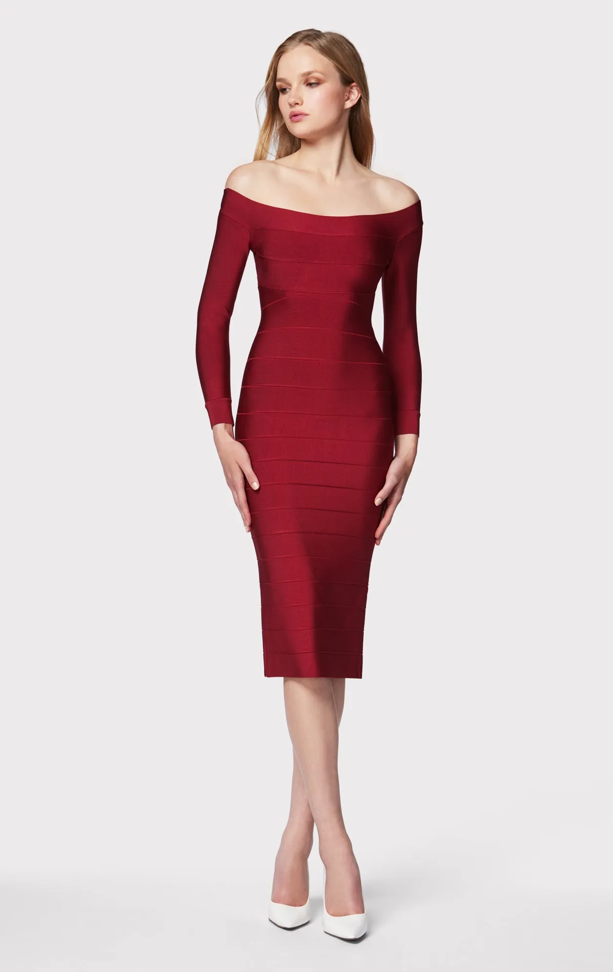 ICON SCOOP NECK MIDI DRESS sold by Herve Leger