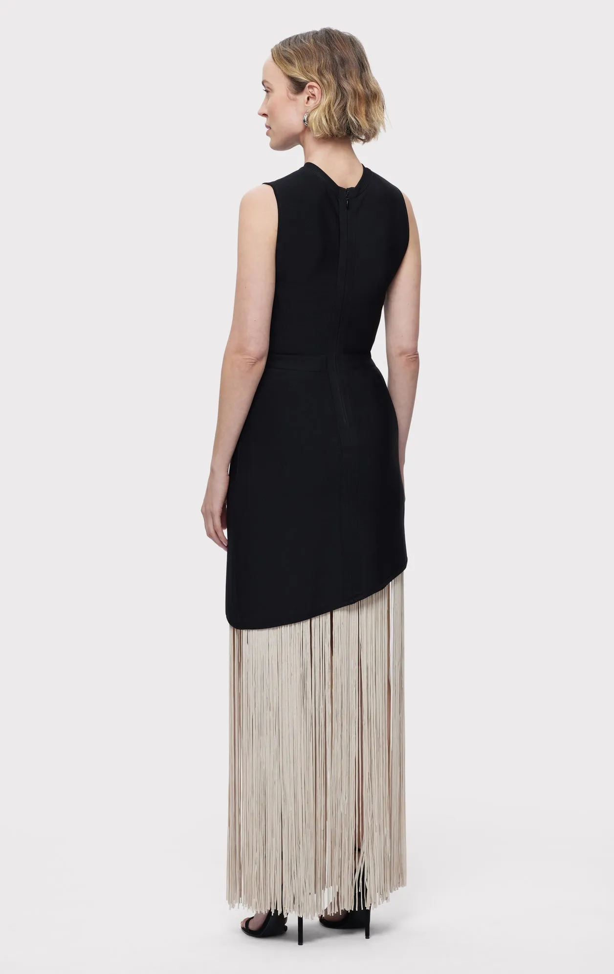 CREW NECK S/L ASYMMETRIC HEM FRINGE GOWN sold by Herve Leger product image thumbnail 4