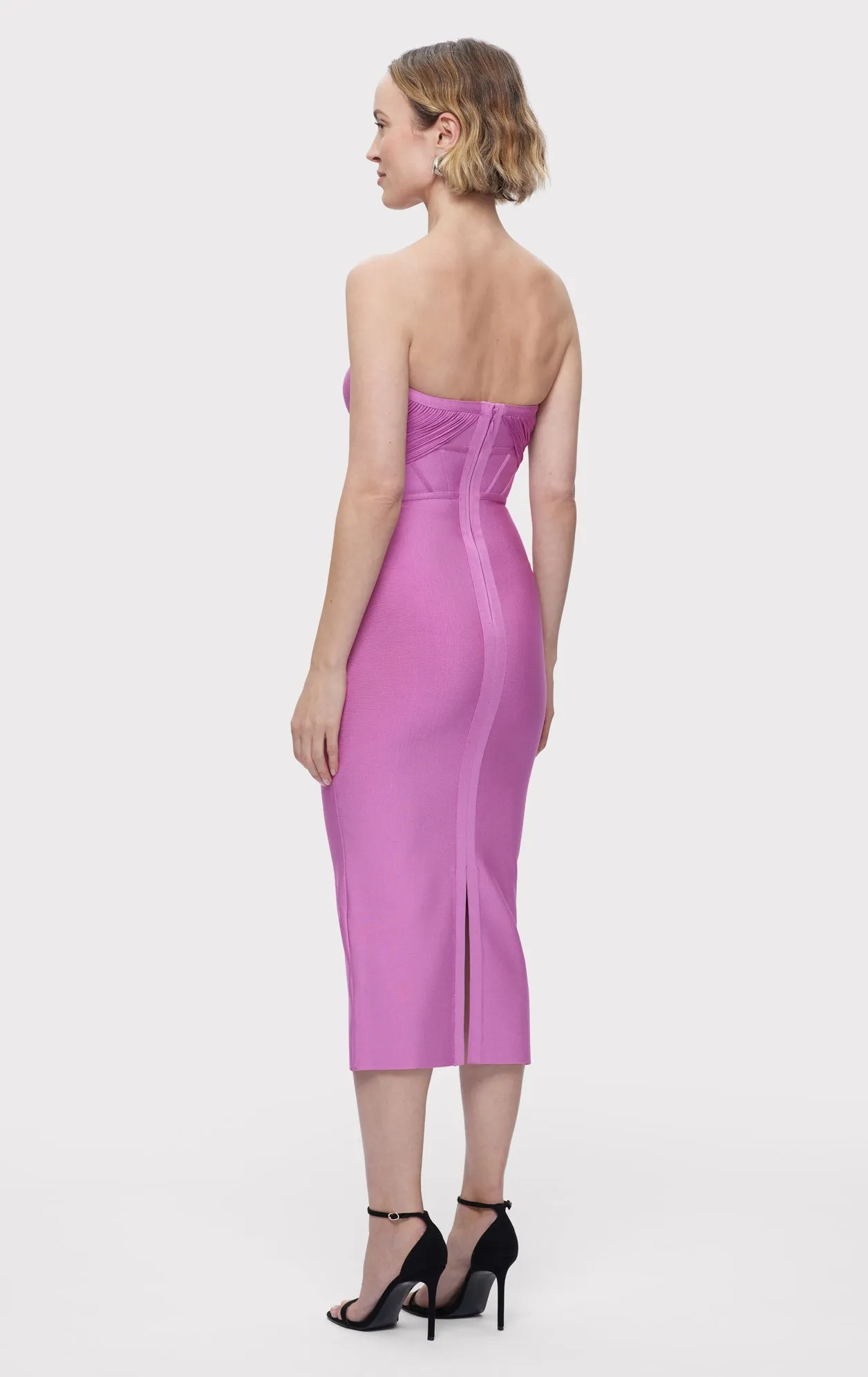 DRAPED STRAPLESS FRINGE MIDI DRESS sold by Herve Leger product image thumbnail 5