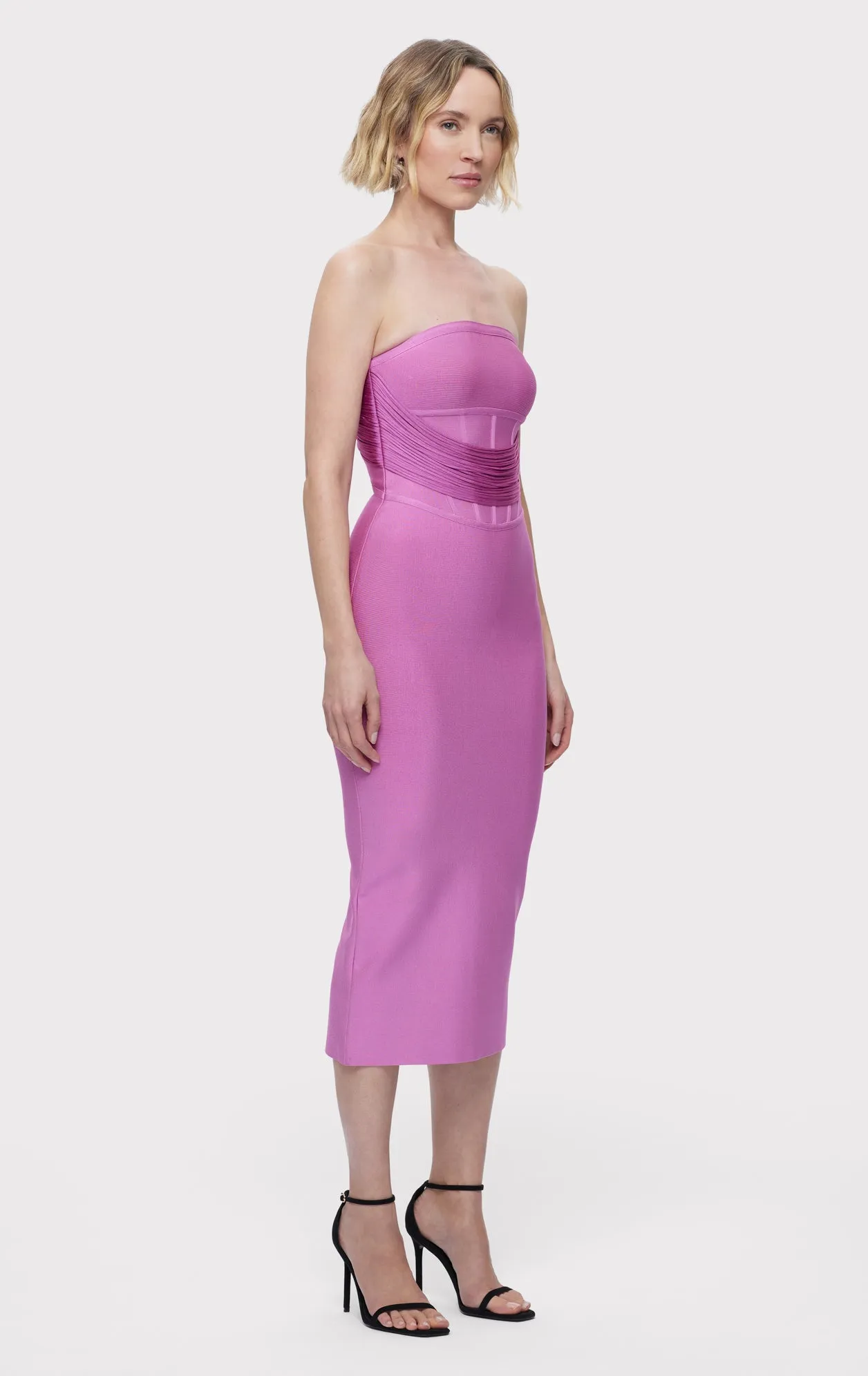 DRAPED STRAPLESS FRINGE MIDI DRESS sold by Herve Leger product image thumbnail 4