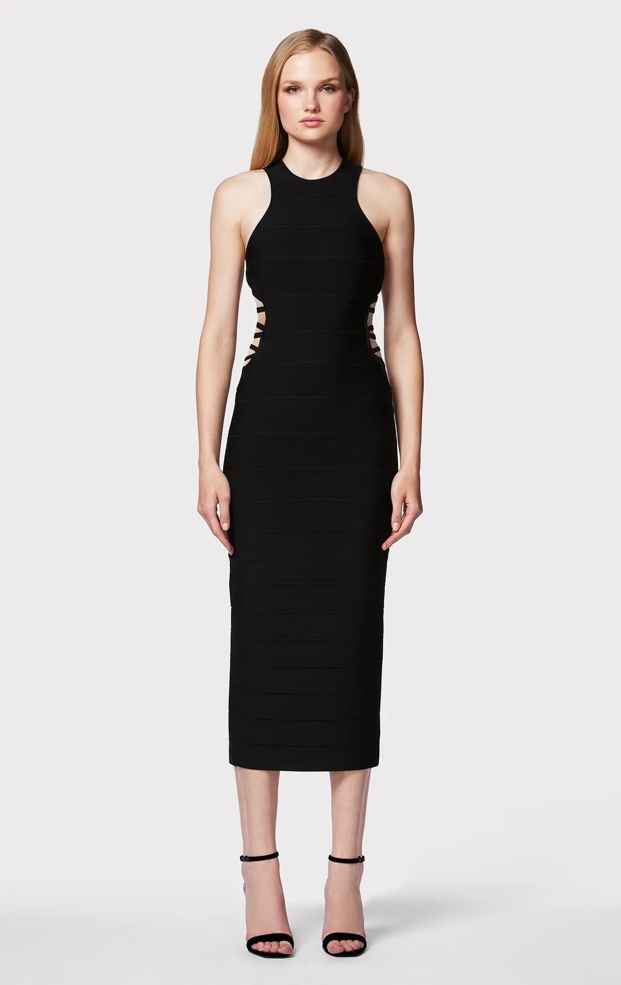 BANDAGE MIDI DRESS W/ STRAPPY HARDWARE sold by Herve Leger