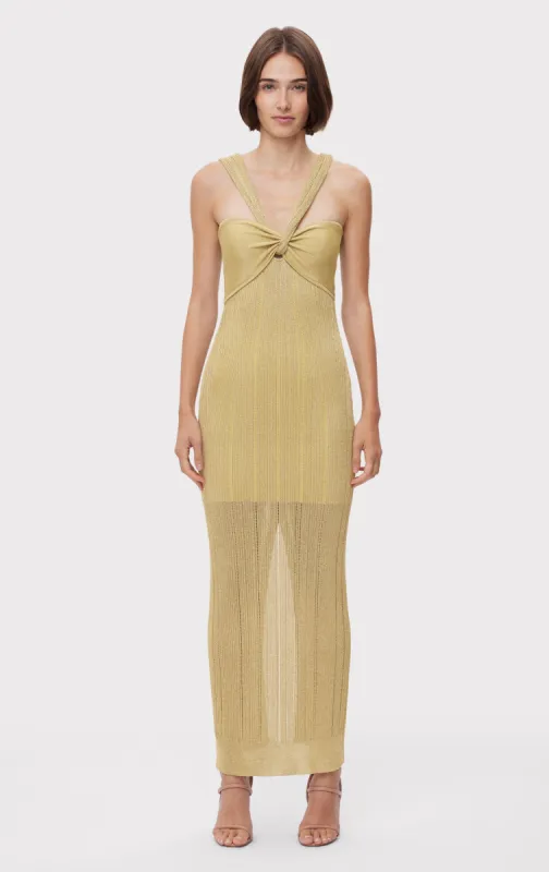 METALLIC TEXTURED RIB GOWN sold by Herve Leger