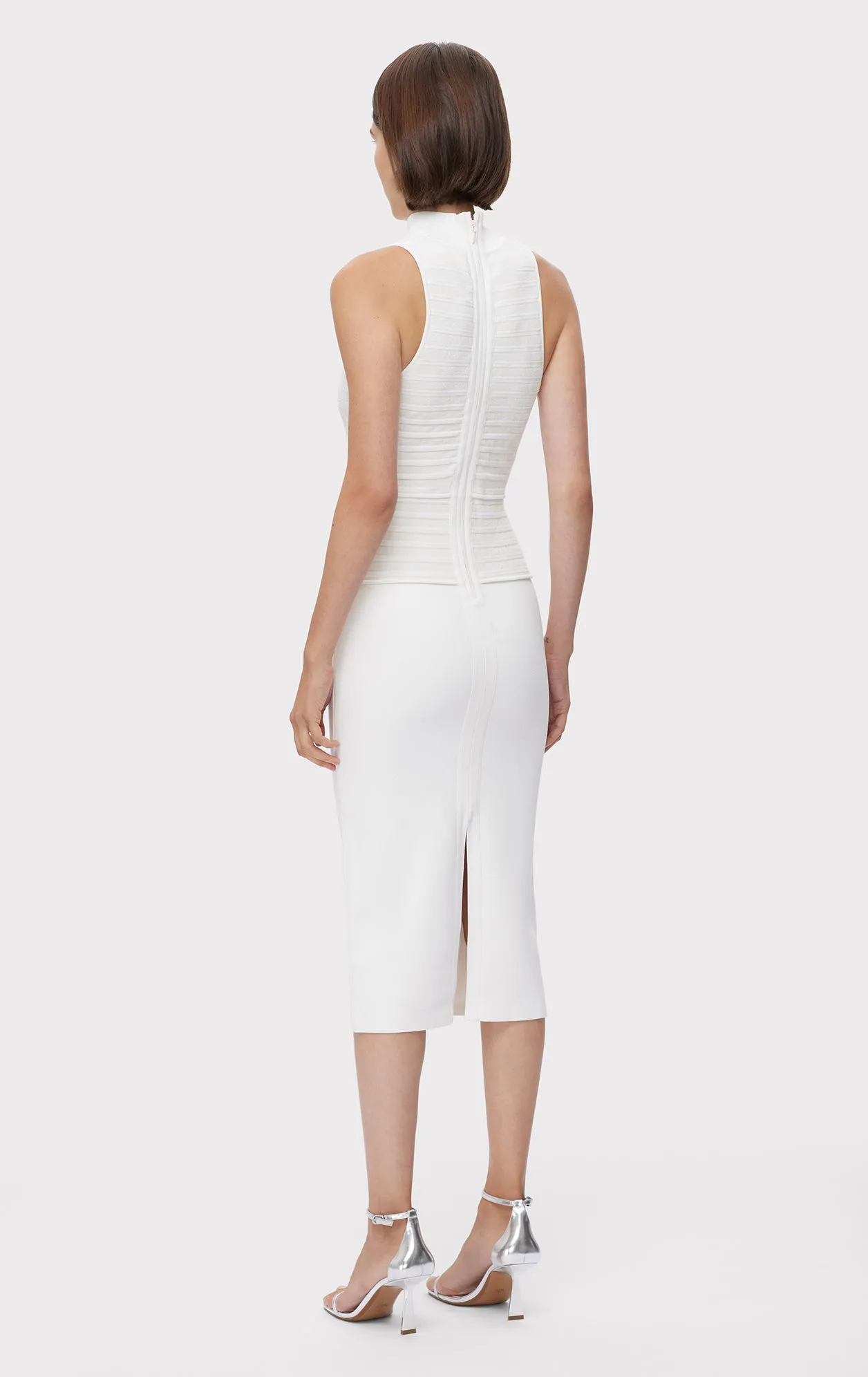 GATHERED CHENILLE STRIPE S/L MIDI DRESS sold by Herve Leger product image thumbnail 5