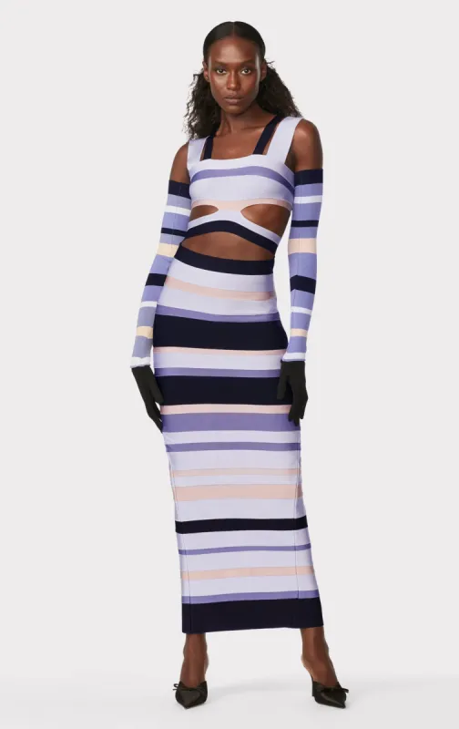 HERVÉ LÉGER X LAW ROACH STRIPED BANDAGE CUTOUT GOWN sold by Herve Leger