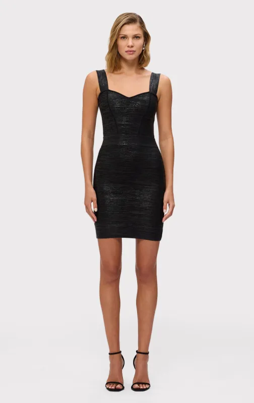 THE METALLIC JADE DRESS sold by Herve Leger