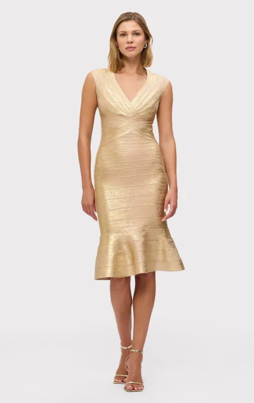 THE METALLIC SOPHIE DRESS sold by Herve Leger
