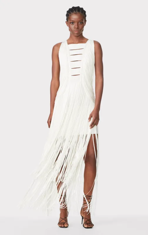 DRAPED FRINGE PLUNGING GOWN sold by Herve Leger