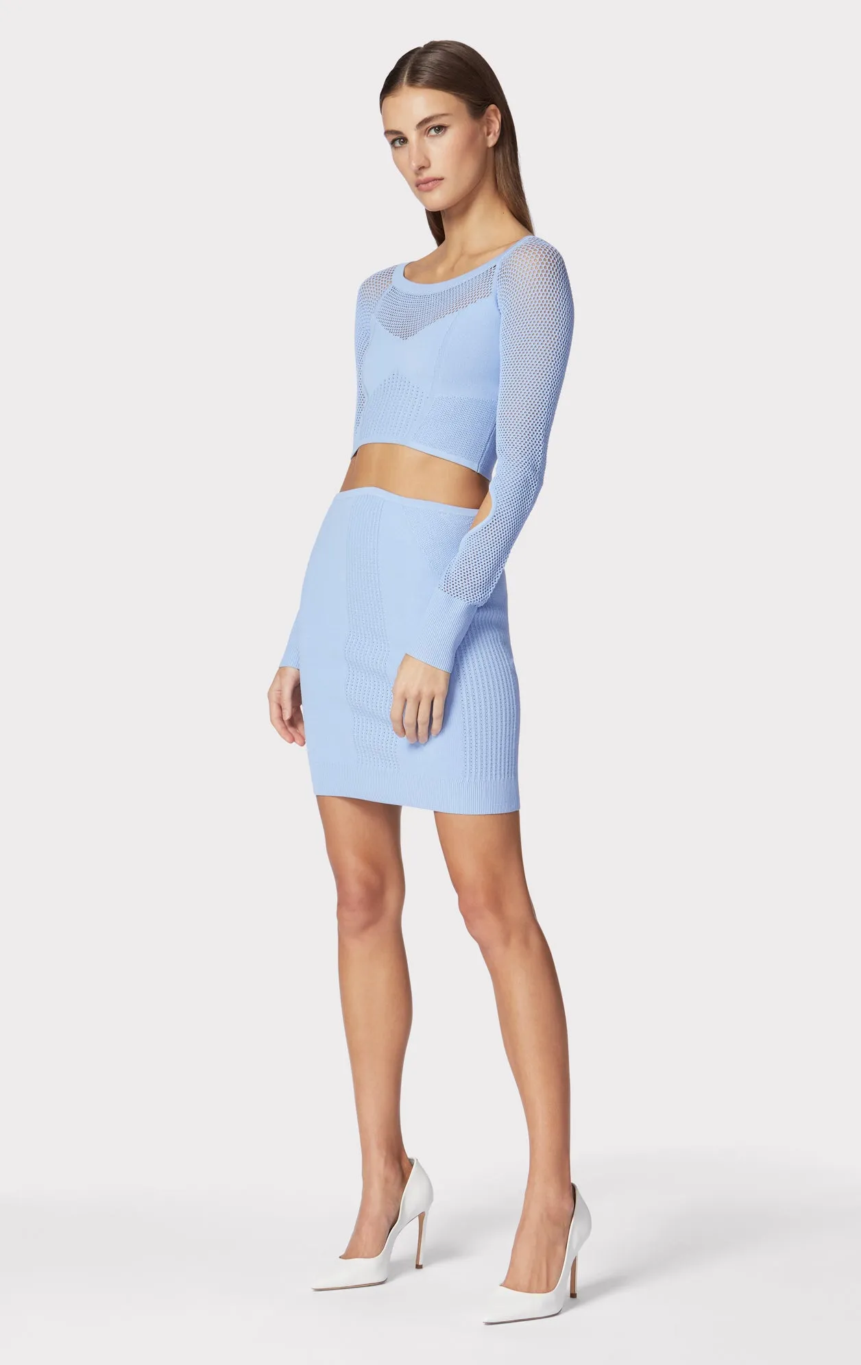 MIXED POINTELLE MINI SKIRT sold by Herve Leger product image thumbnail 4